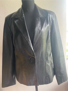 Vintage Excelled Genuine Leather Black Leather Blazer size small